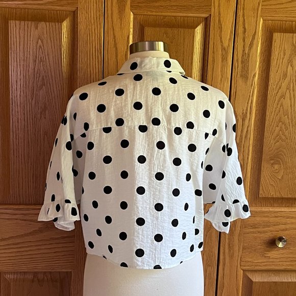 TOPSHOP - Polka Dot Cropped Shirt -- Excellent Condition - Picture 4 of 11